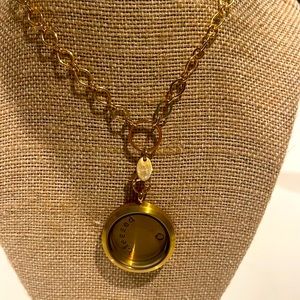 Origami Owl gold locket necklace with blessed tag